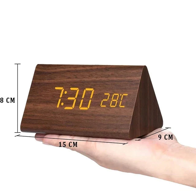 Wooden LED Clock with Voice Control - EcoClock-Black-block-State of Style