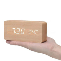 Wooden LED Clock with Voice Control - EcoClock-Brown block-shaped-State of Style