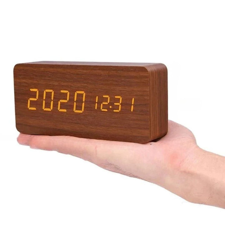 Wooden LED Clock with Voice Control - EcoClock-Wood block-shaped-State of Style