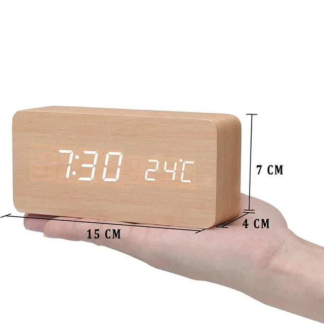 Wooden LED Clock with Voice Control - EcoClock-Wood-cube-State of Style