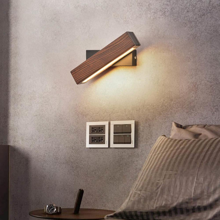 Wooden LED Wall Lamp with Pivot Function - Twilight Pivot-Dark Wood-Klein - 21 x 5 cm-State of Style
