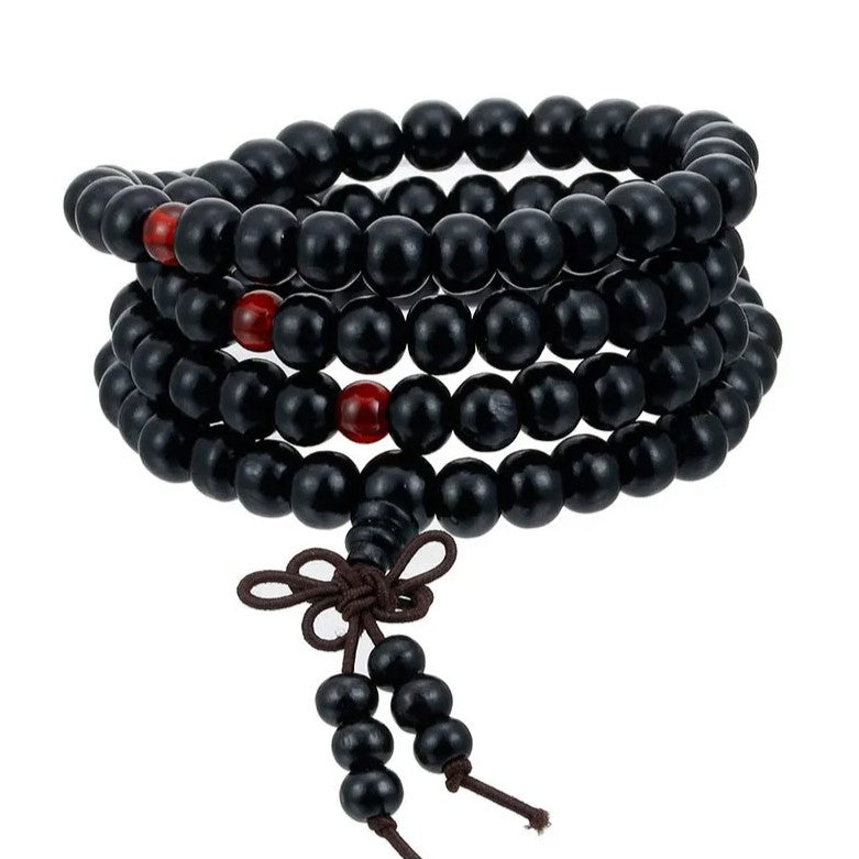 Wooden Meditation Prayer Beads Bracelet | Natural Wooden Jewellery-BLACK-State of Style