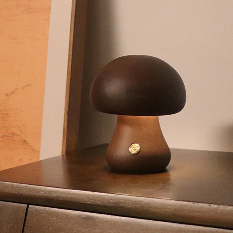 Wooden Mushroom LED Night Light - GlowShroom-Walnut Colour-A-State of Style
