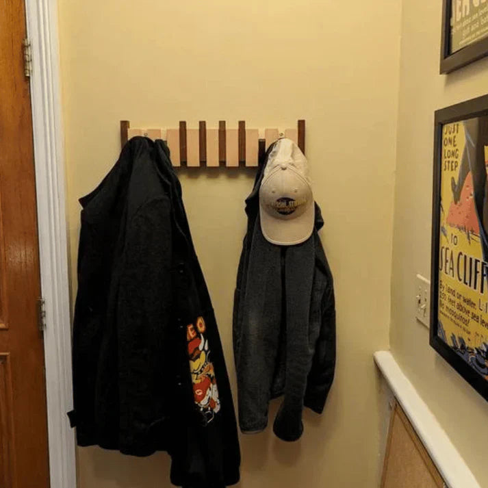 Wooden Piano Style Coat Rack - Melodia-Walnut and Beech wood-4 hooks-State of Style