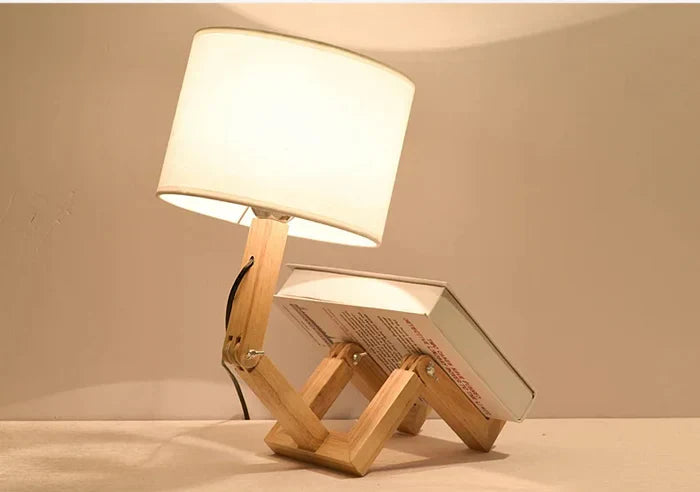 Wooden Table Lamp with Book Holder - RutanFlex-Table Lamp-State of Style