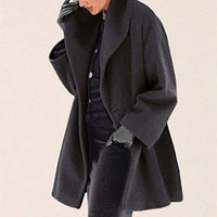 Wool Ladies' Coat with Wide Collar - Mila-Black-S-State of Style