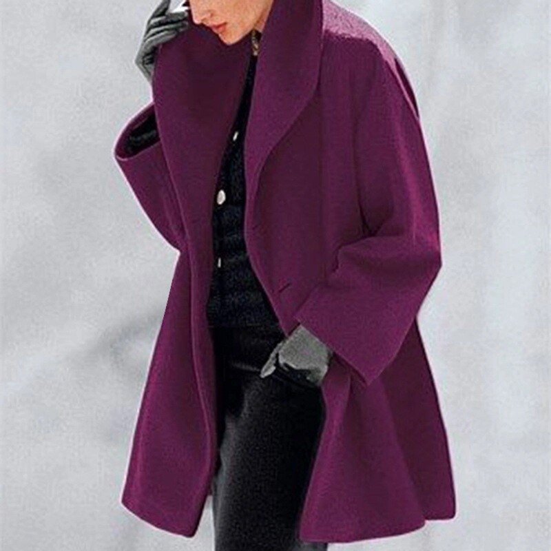 Wool Ladies' Coat with Wide Collar - Mila-Purple-S-State of Style