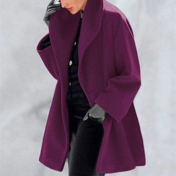 Wool Ladies' Coat with Wide Collar - Mila-Purple-S-State of Style