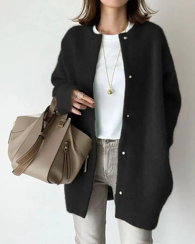 Wool-Mohair Ladies' Cardigan - Elise-Black-S-State of Style