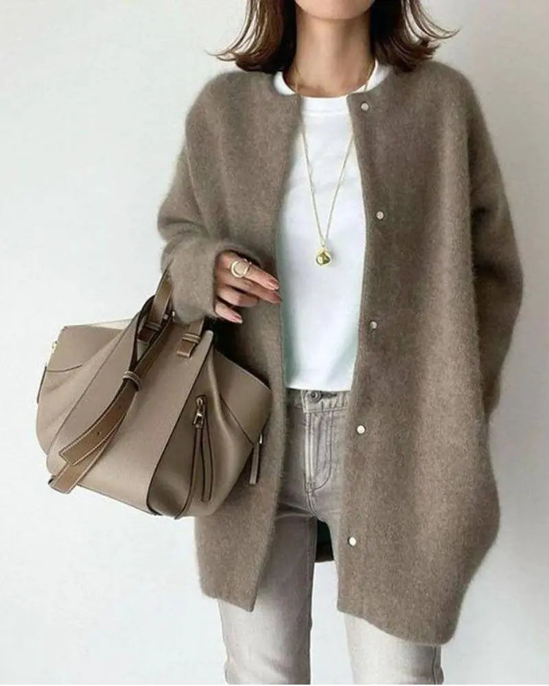 Wool-Mohair Ladies' Cardigan - Elise-Dark Brown-S-State of Style