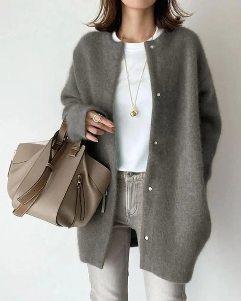 Wool-Mohair Ladies' Cardigan - Elise-Gray-S-State of Style