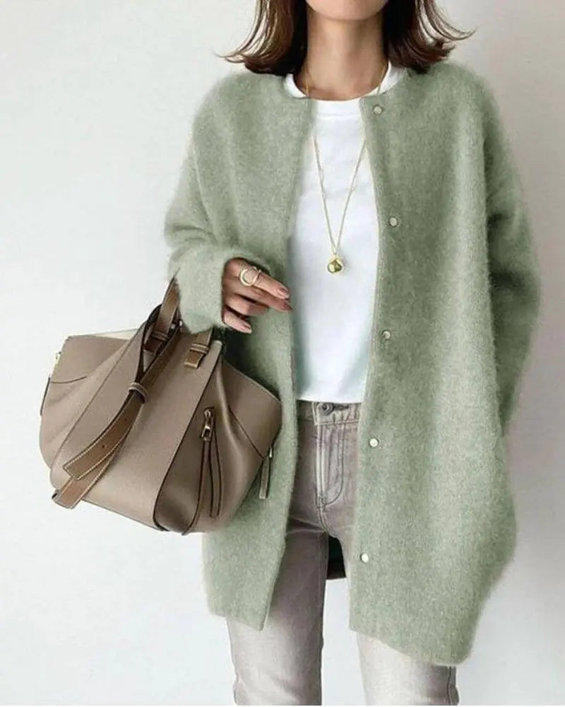 Wool-Mohair Ladies' Cardigan - Elise-Green-S-State of Style