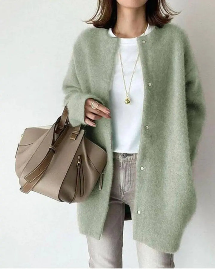 Wool-Mohair Ladies' Cardigan - Elise-Green-S-State of Style
