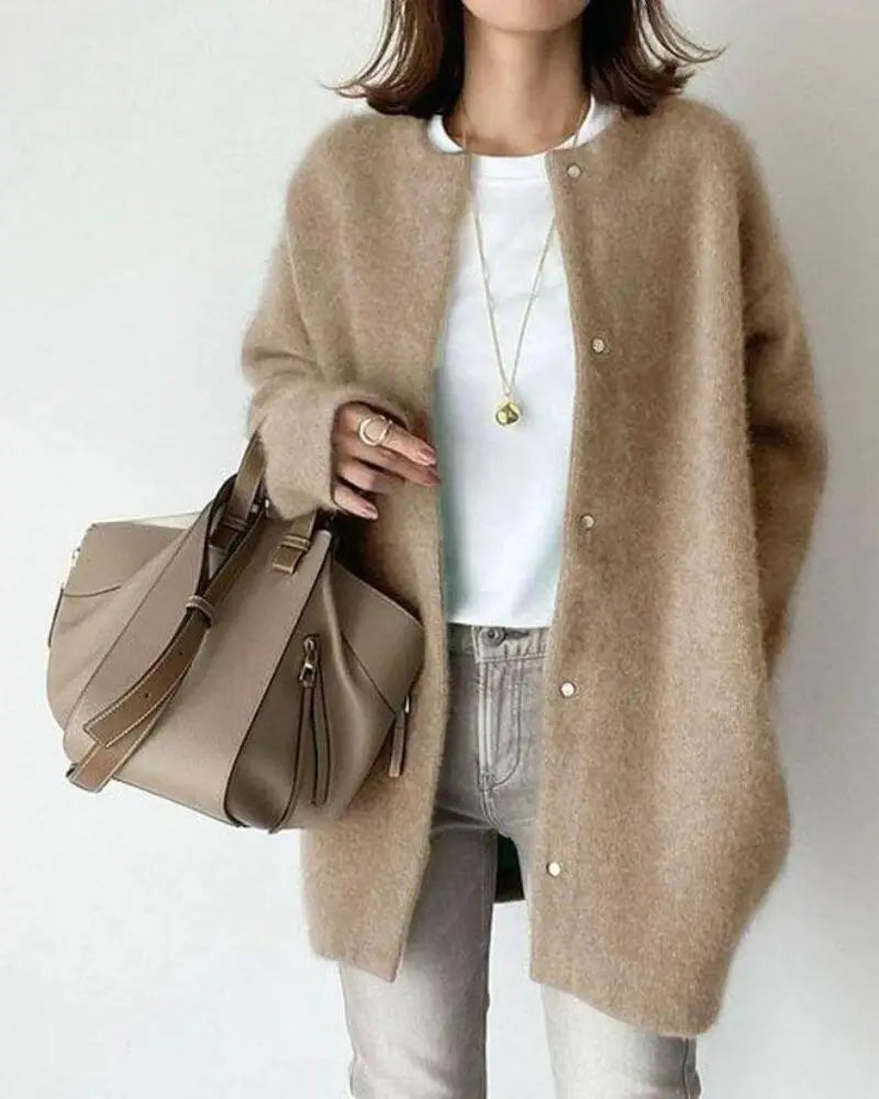 Wool-Mohair Ladies' Cardigan - Elise-Light Brown-S-State of Style