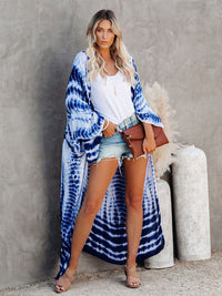 Woven kimono with tie belt – Leona-Blue-One size fits all-State of Style