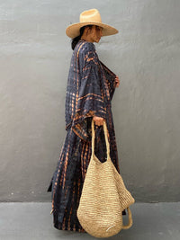 Woven kimono with tie belt – Leona-Pink-One size fits all-State of Style