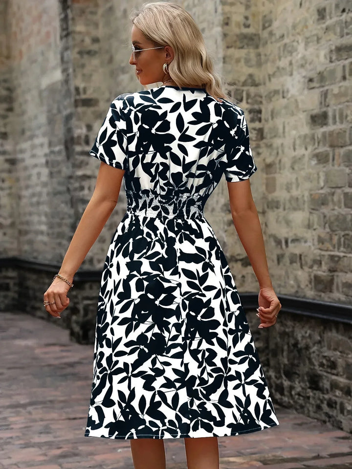 Wrap Dress with Floral Pattern | Livia | Fresh and Stylish-Black-M-State of Style