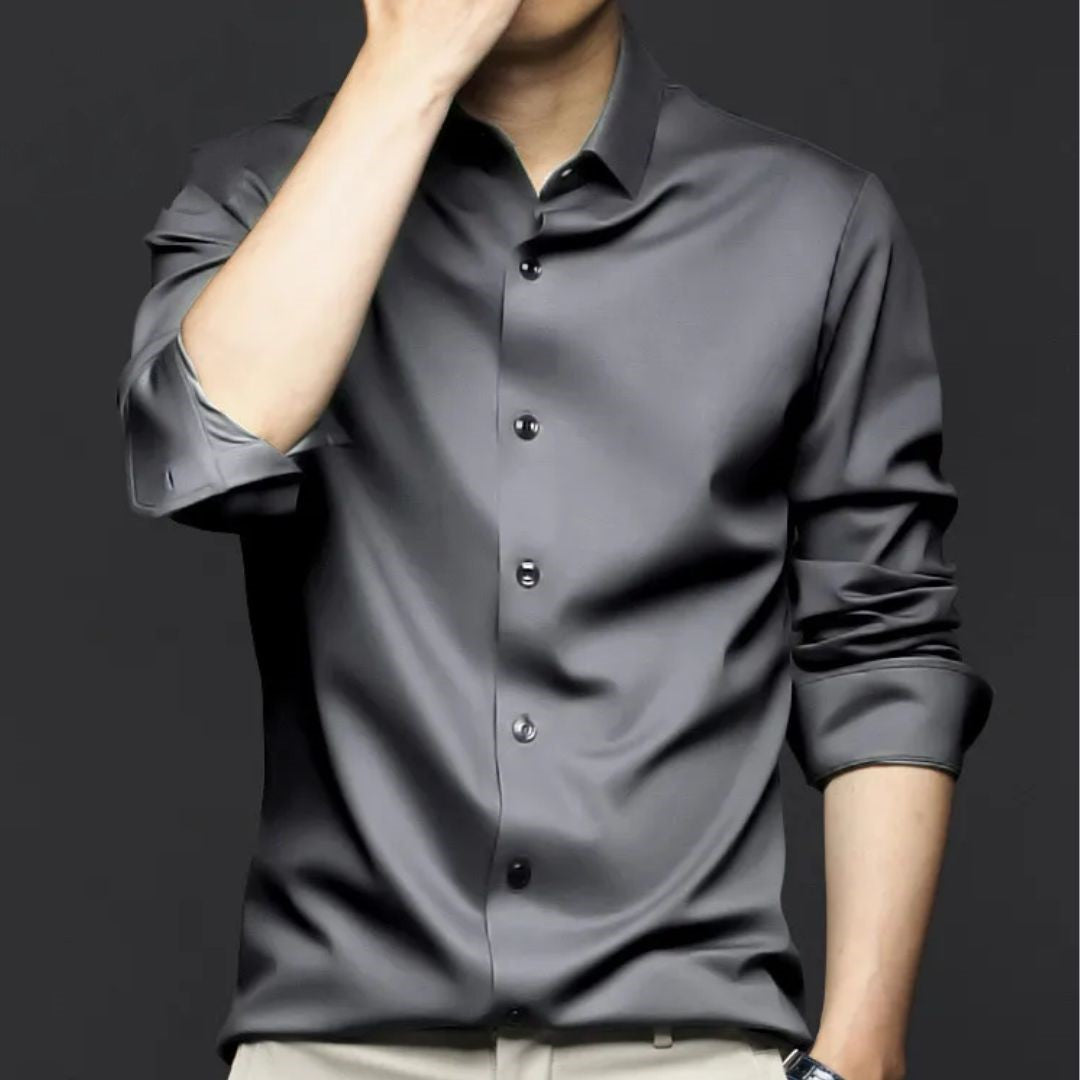 Wrinkle-Free Ice Silk Shirt Arnold – Elegant & Business Ready-Grey-S-State of Style