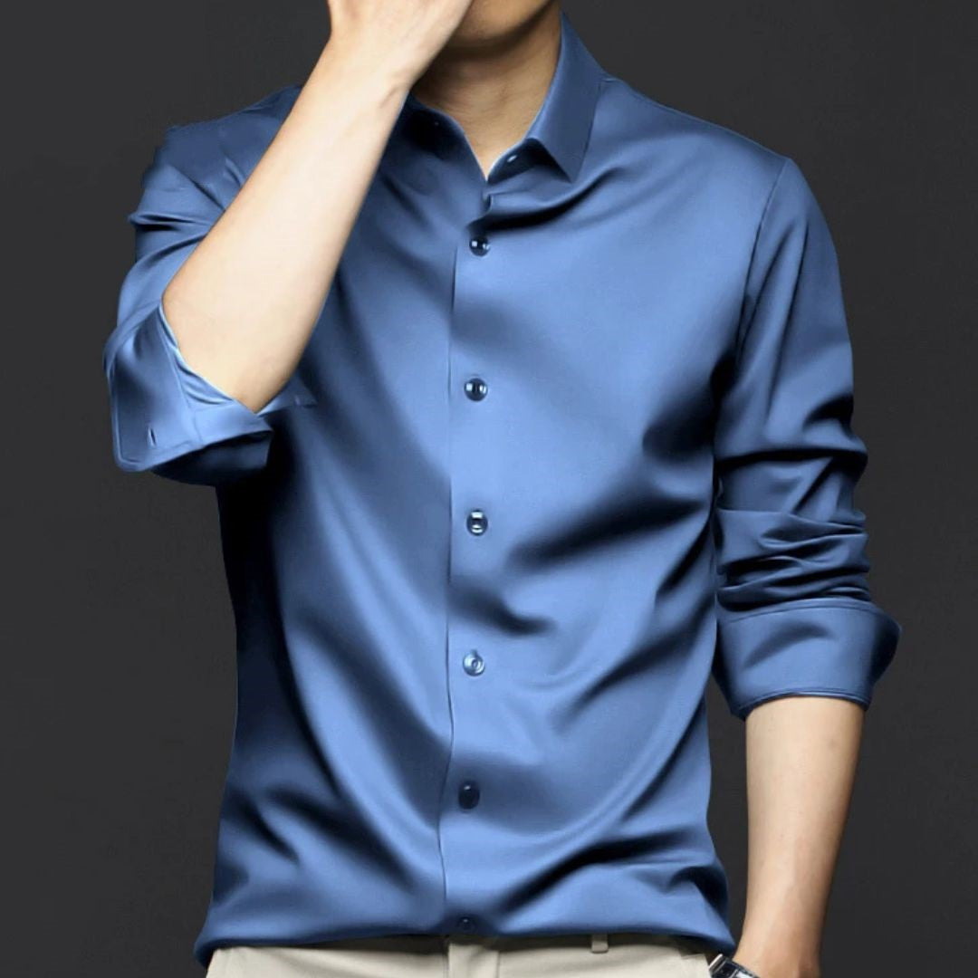 Wrinkle-Free Ice Silk Shirt Arnold – Elegant & Business Ready-Light Blue-S-State of Style