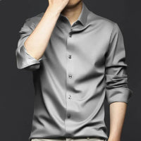 Wrinkle-Free Ice Silk Shirt Arnold – Elegant & Business Ready-Light Grey-S-State of Style