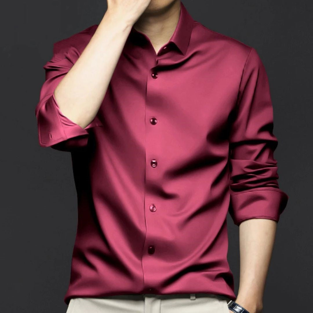 Wrinkle-Free Ice Silk Shirt Arnold – Elegant & Business Ready-Pink-S-State of Style