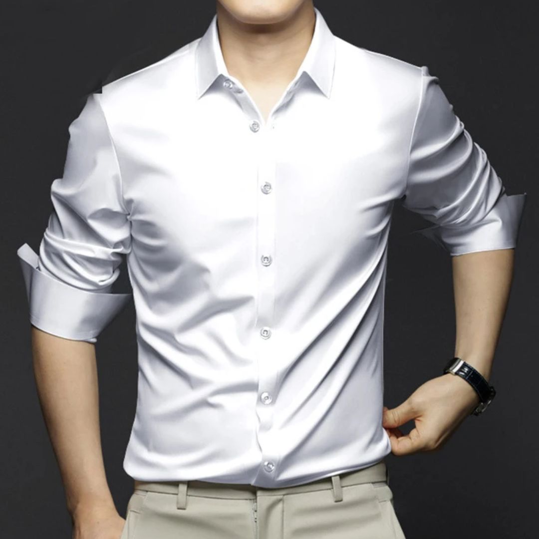 Wrinkle-Free Ice Silk Shirt Arnold – Elegant & Business Ready-White-S-State of Style