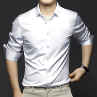 Wrinkle-Free Ice Silk Shirt Arnold – Elegant & Business Ready-White-S-State of Style