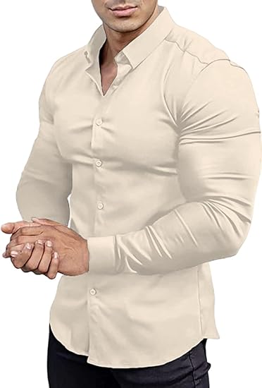 Wrinkle-Free Slim Fit Shirt for Men - David-Beige-S-State of Style