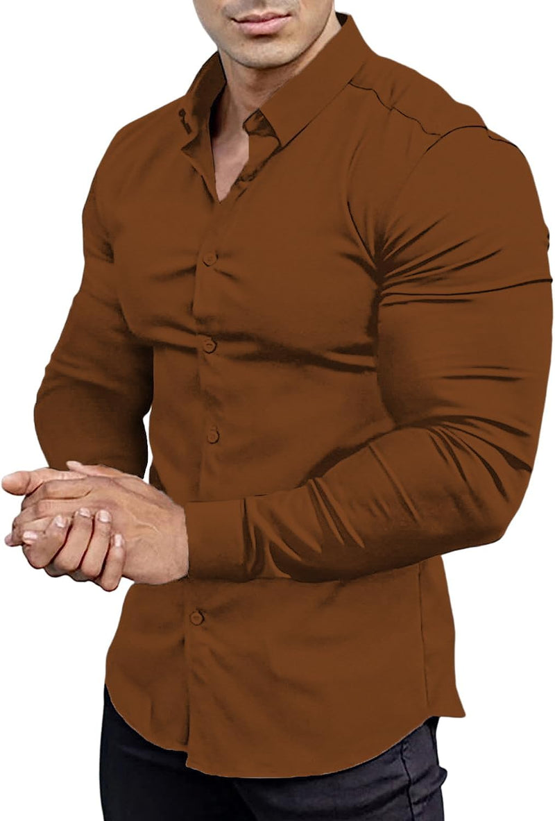 Wrinkle-Free Slim Fit Shirt for Men - David-Brown-S-State of Style