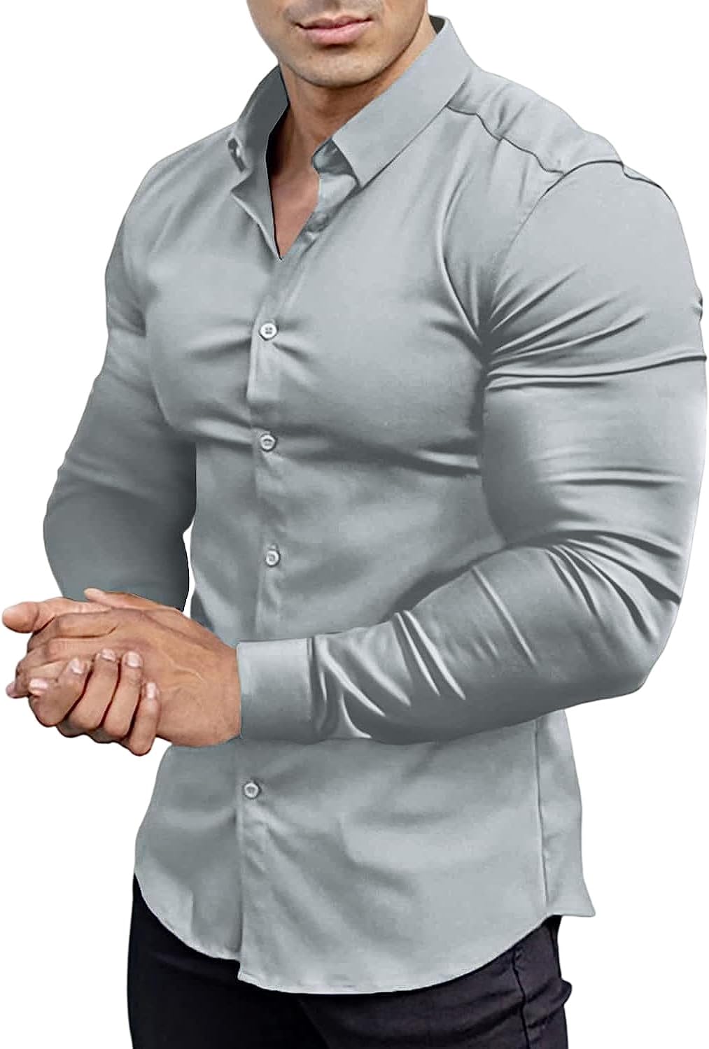 Wrinkle-Free Slim Fit Shirt for Men - David-Grey-S-State of Style