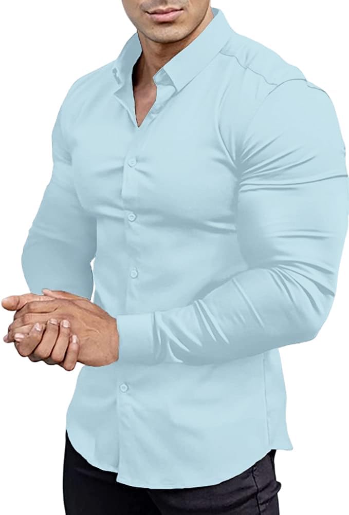 Wrinkle-Free Slim Fit Shirt for Men - David-Light blue-S-State of Style