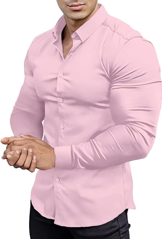 Wrinkle-Free Slim Fit Shirt for Men - David-Pink-S-State of Style