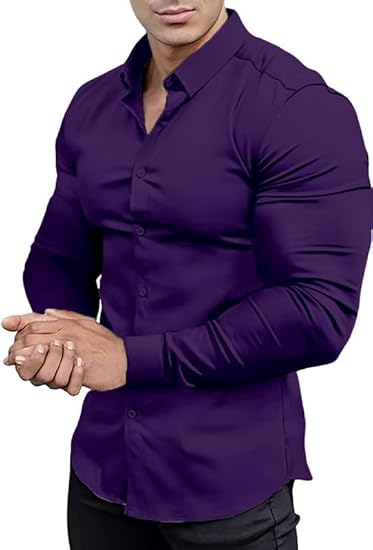 Wrinkle-Free Slim Fit Shirt for Men - David-Purple-S-State of Style