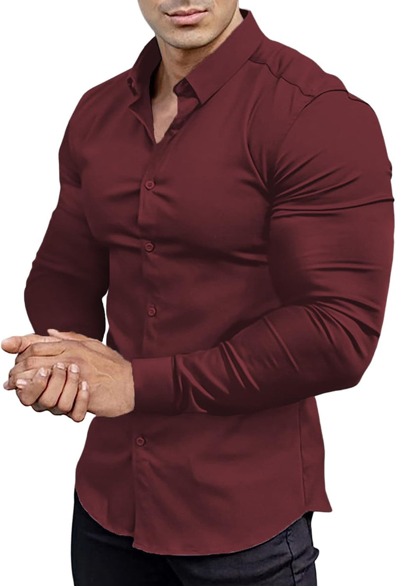 Wrinkle-Free Slim Fit Shirt for Men - David-Red-S-State of Style