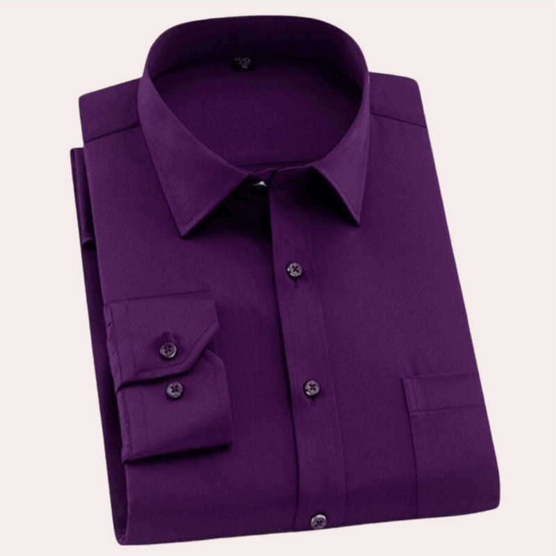 Wrinkle-Free Stretch Men's Shirt - Vince-Purple-S-State of Style
