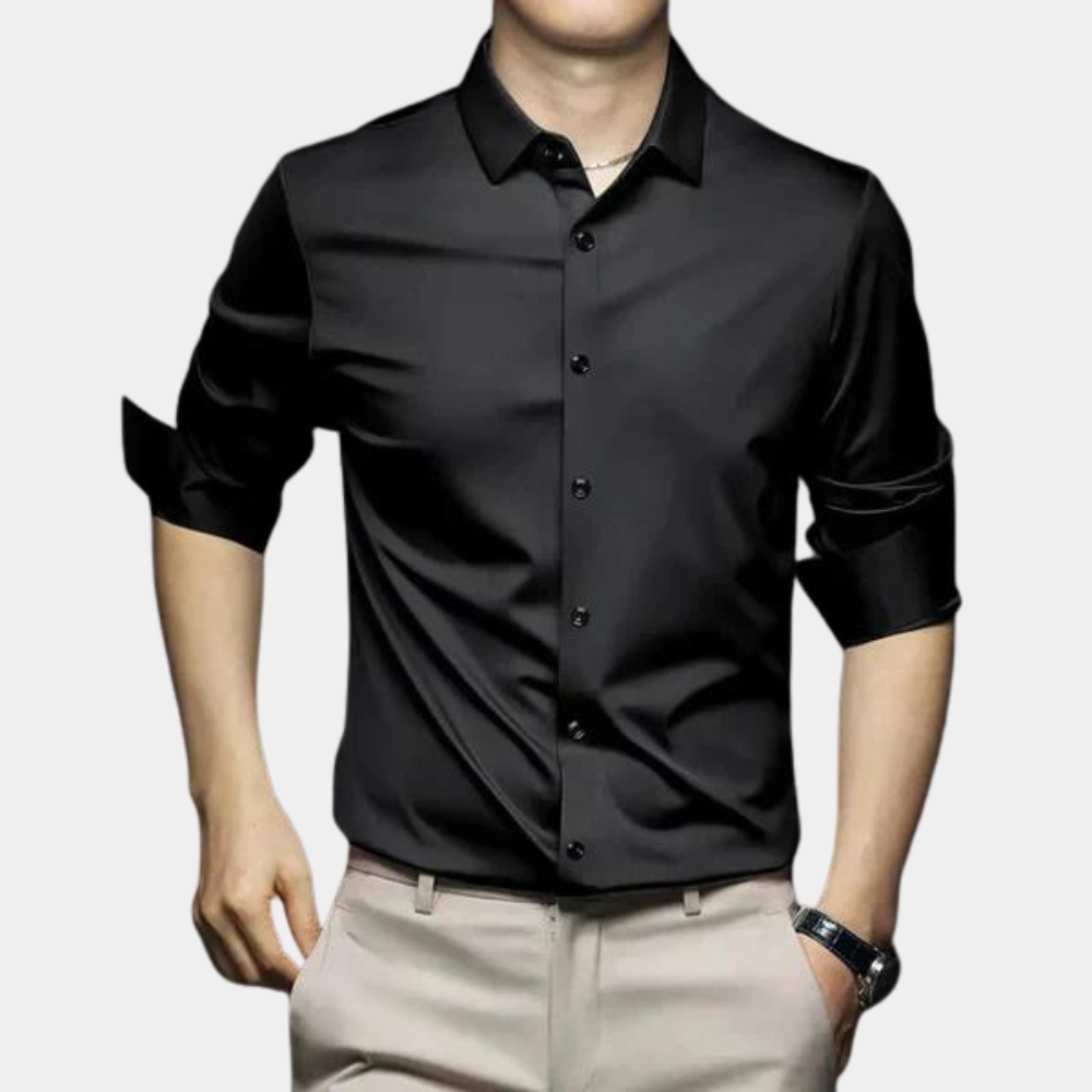Wrinkle-free Timeless Men's Shirt - Mason-Black-S-State of Style