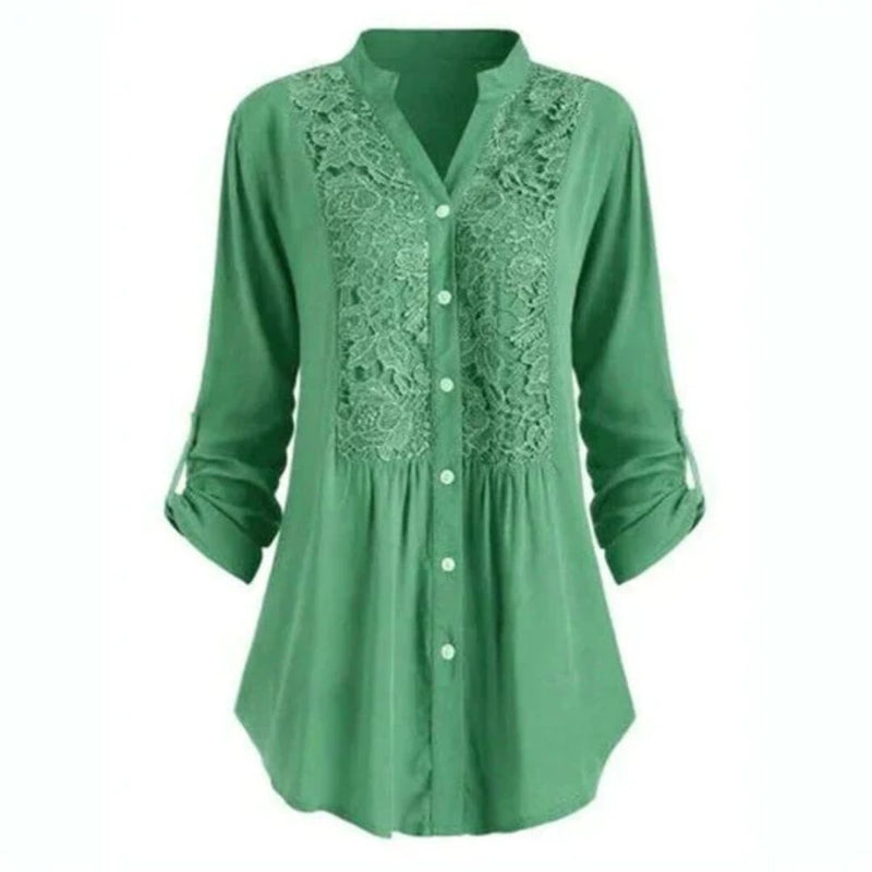 Xandra Blouse | Long & Elegant-Green-S-State of Style