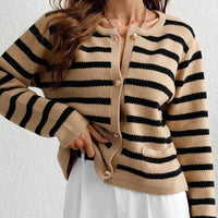 Striped Ladies Autumn Cardigan – Leona