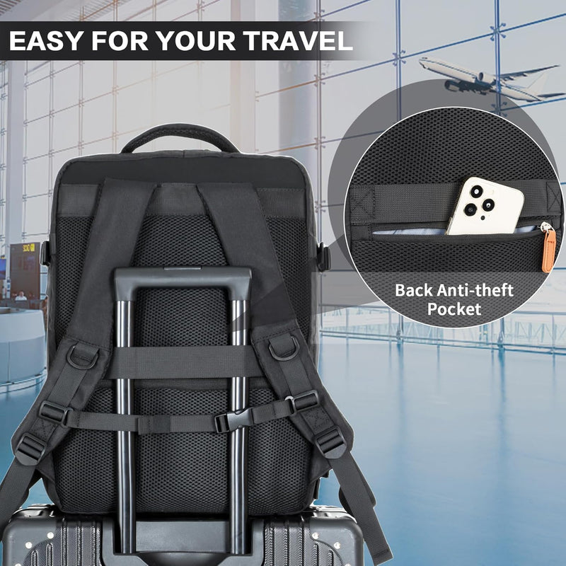 Carry-On Cabin Backpack with USB Port and Multiple Compartments