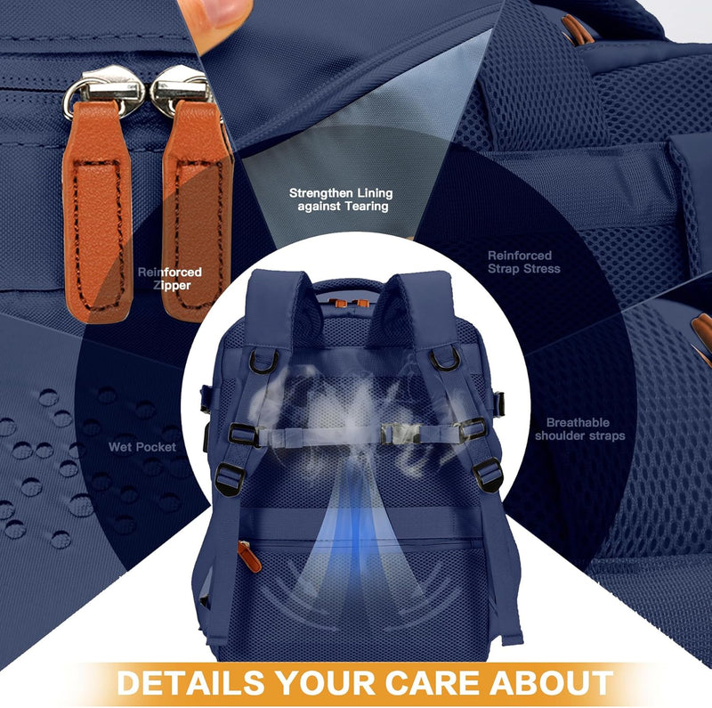 Carry-On Cabin Backpack with USB Port and Multiple Compartments