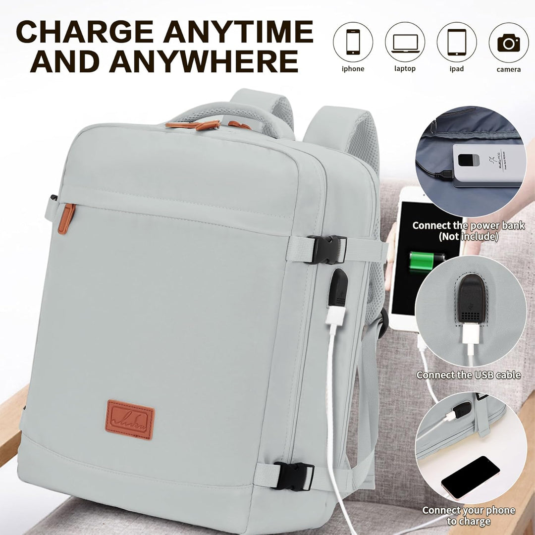Carry-On Cabin Backpack with USB Port and Multiple Compartments