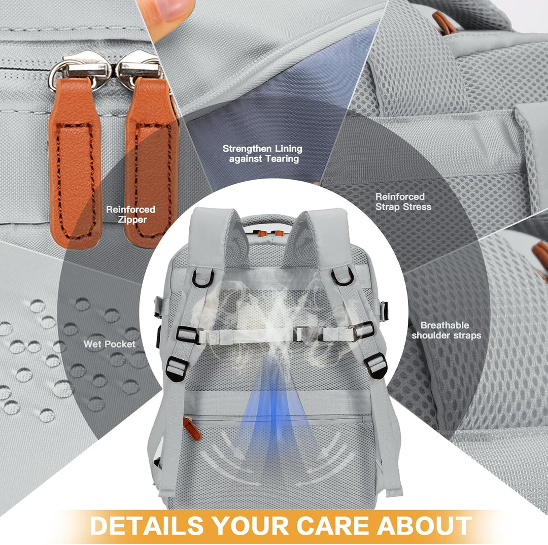 Carry-On Cabin Backpack with USB Port and Multiple Compartments