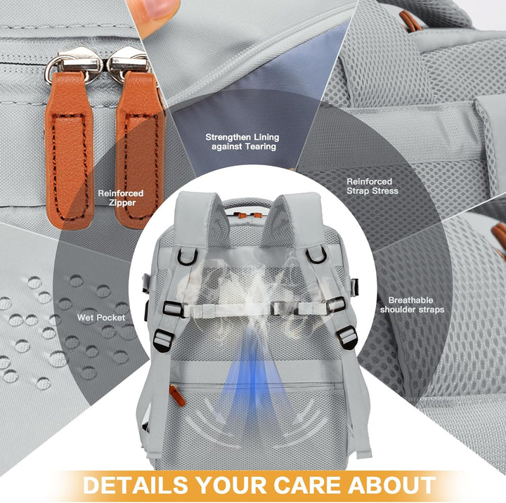 Carry-On Cabin Backpack with USB Port and Multiple Compartments