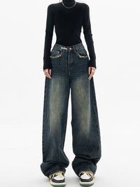 Y2K Vintage Baggy Women's Jeans - Luna-Blue Grey-S-State of Style