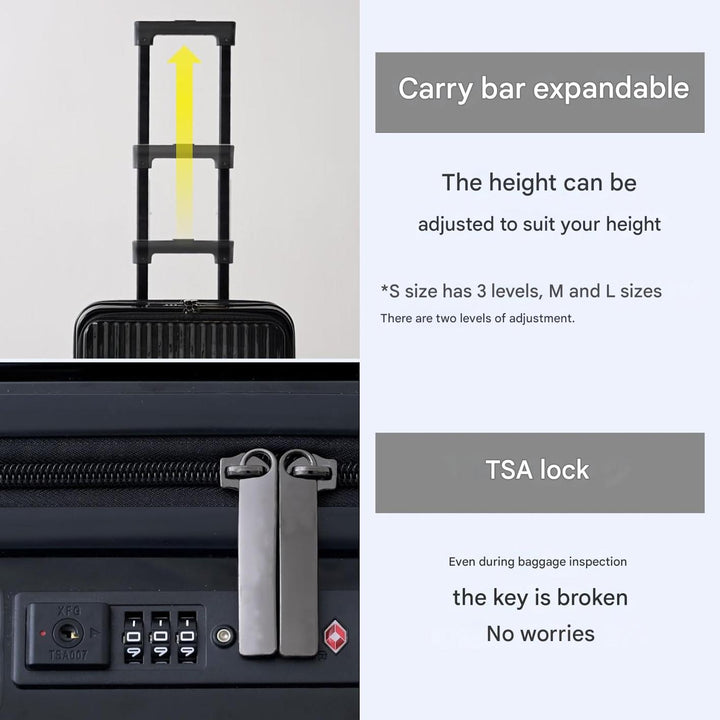 Front-Opening Carry-On Suitcase with USB Port and Drink Holder