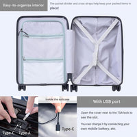 Front-Opening Carry-On Suitcase with USB Port and Drink Holder