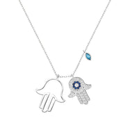 Yasmin Necklace with Hamsa Hand & Evil Eye-Silver-State of Style