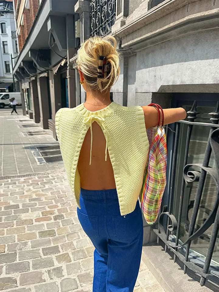 Yellow Ladies Knit Top with Airy Knit Structure – Eliza-S-State of Style