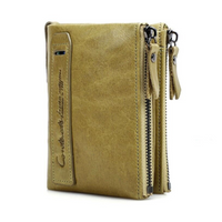 Double-Zip Compact Wallet – Practical Elegance in Soft Leather