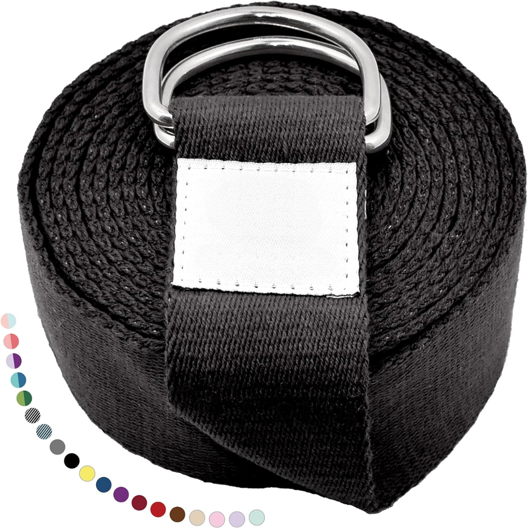 Yoga Band with Adjustable D-Ring Buckle-180.00 cm-Black-State of Style
